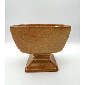 Vintage Frankoma Gracetone Square Pedestal Vase Planter Brown Rare